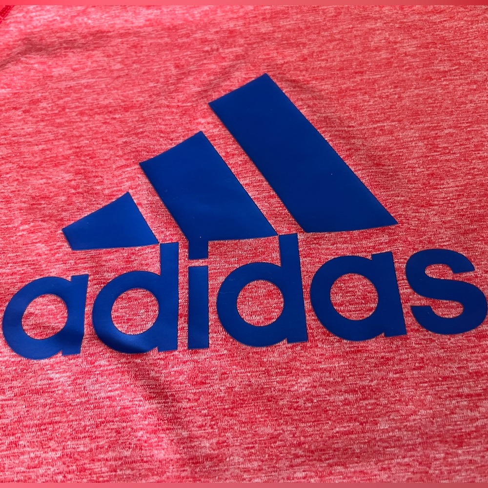 Adidas Heather Red Raglan Rashguard with Blue Logo - Picture 5 of 7